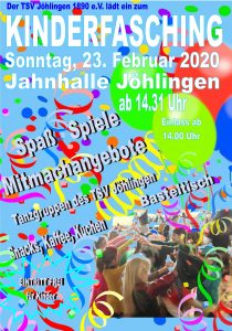 Wann: Sonntag, 23. Februar 2020 ab 14:31 Wo: In der Jahnhalle Jöhlingen Einlass ab 14 Uhr
